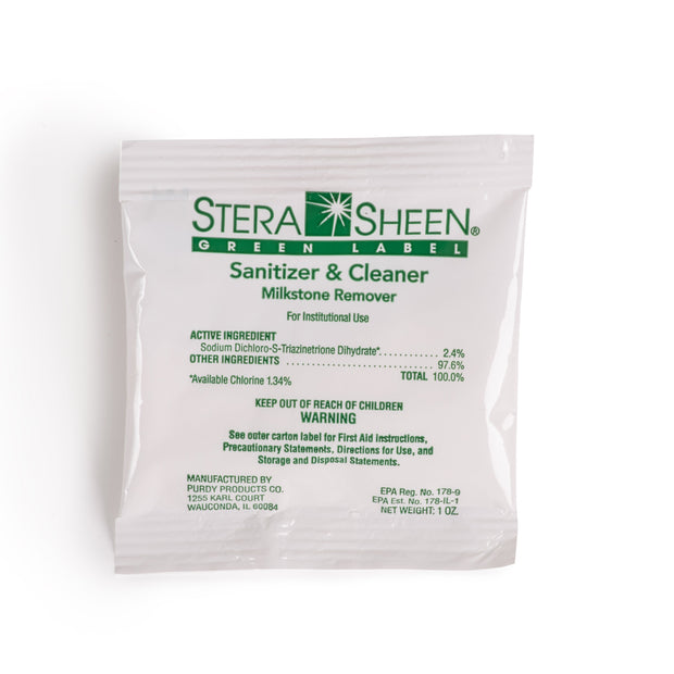 Stera-Sheen Green Label Sanitizer and Cleaner - 2 oz Packets,  Box of 100 - Canada-1