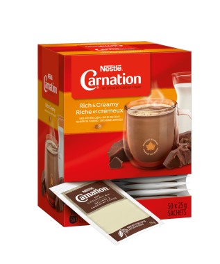 Hot Chocolate Rich and Creamy - Nestlé Carnation - 25g Sachets - 6 (50 x 25g)/Case-1