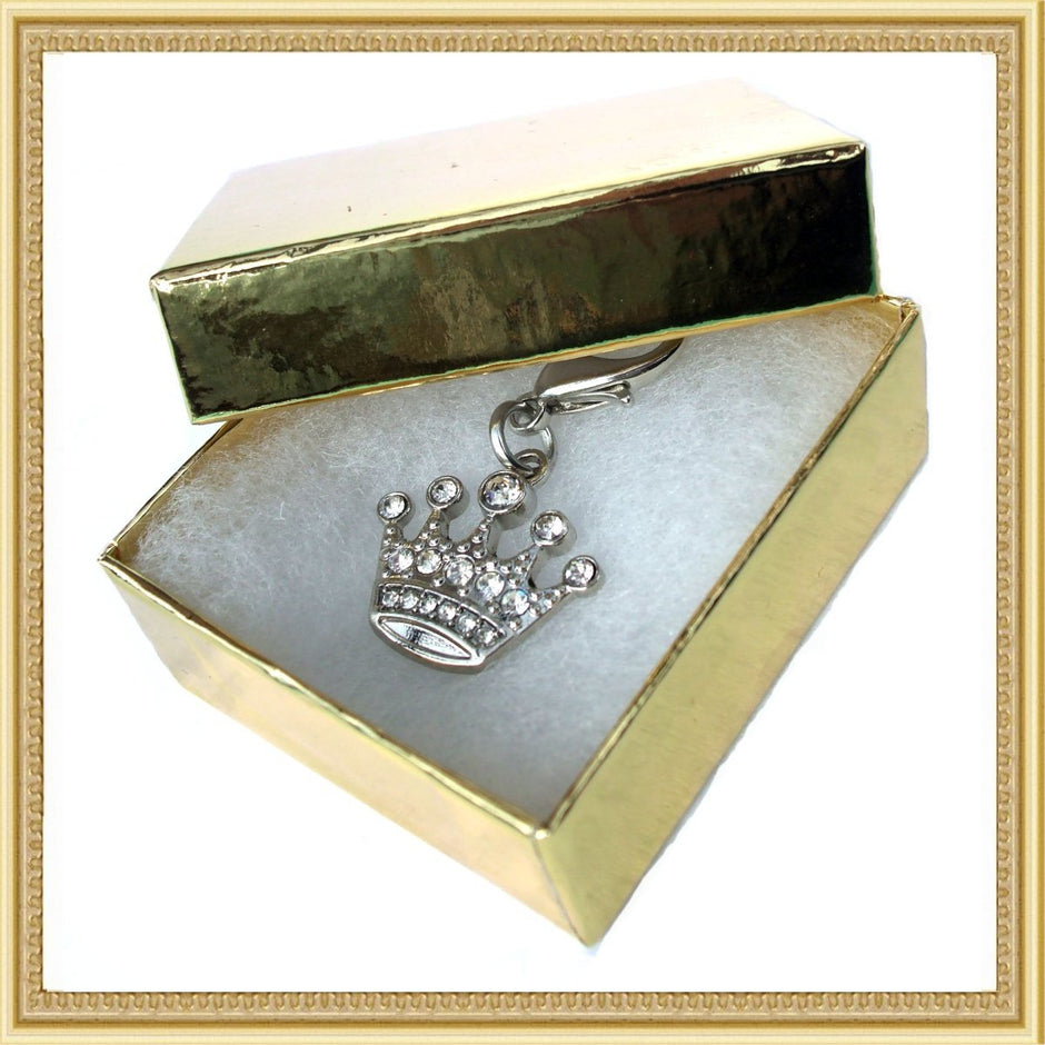 Crystal Crown Dog Cat Charm Silver-2
