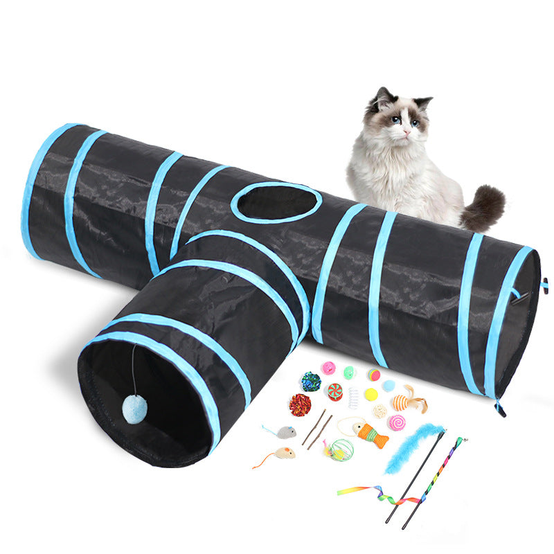 Foldable Cat Tunnel for Entertaining Felines-3