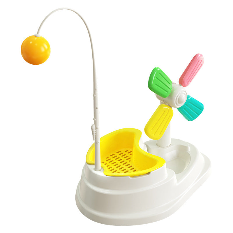 Cat Windmill Interactive Toy with Grass Box-5