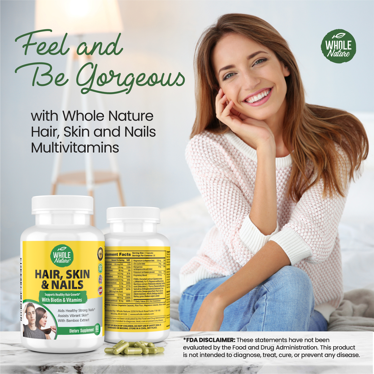 Whole Nature Hair Skin Nails Vitamins with MSM-1