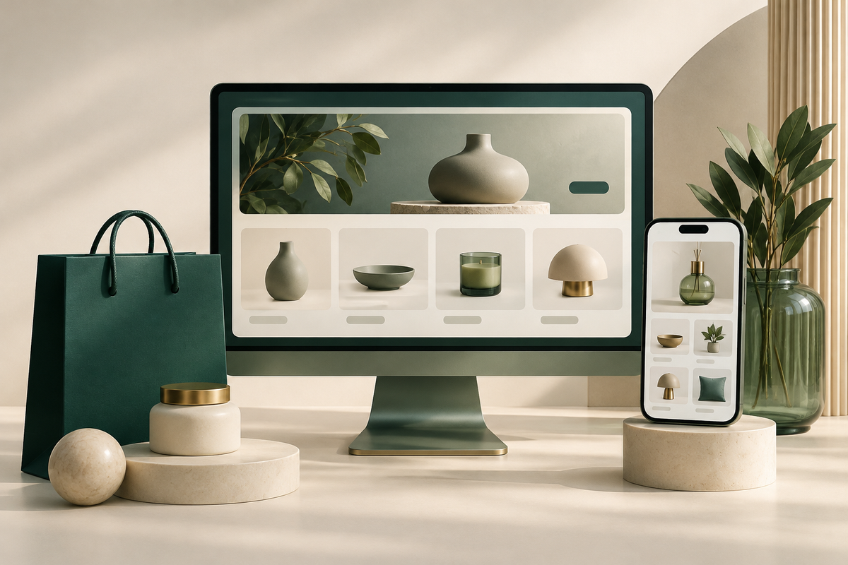 Online shop on desktop and mobile for Inovago Shopify services.