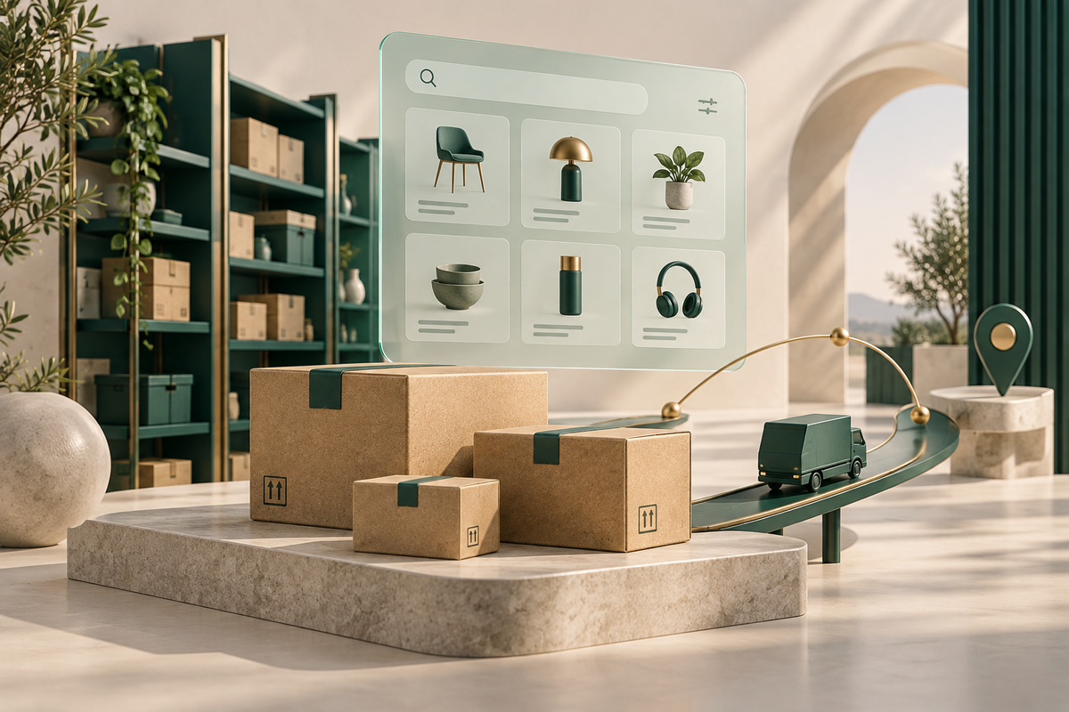 Product catalogue, parcels and logistics for Inovago Amazon services.