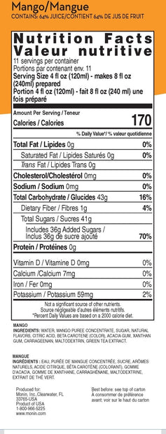 Mango Fruit Smoothie Mix - Monin Canada - 6 x 46 oz-1
