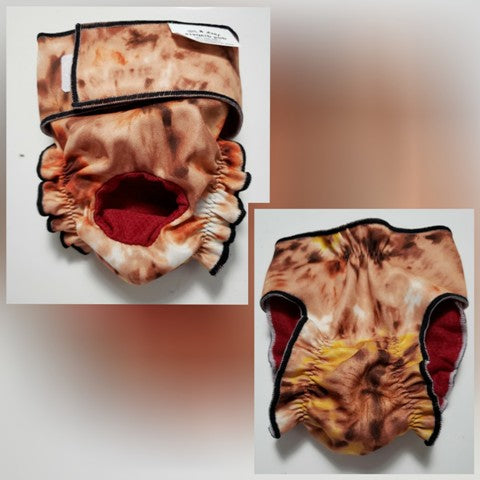 Female Dog Diaper | Britches | With Tail Opening |Brown Tie Dye Print-2