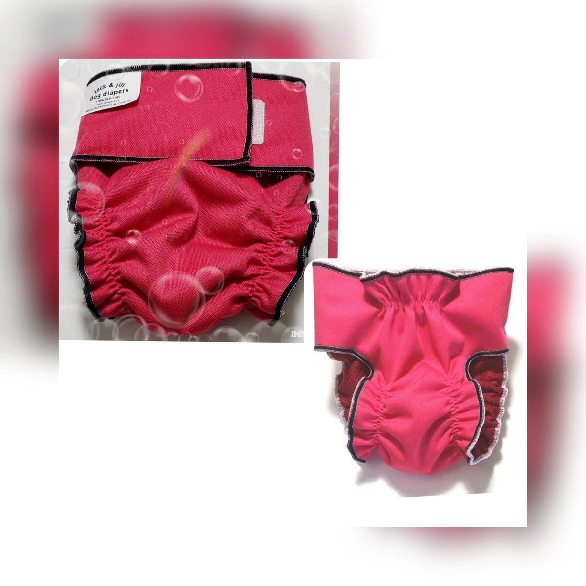 Female Dog Diapers (Britches) | No Tail Opening | Pink Print-2