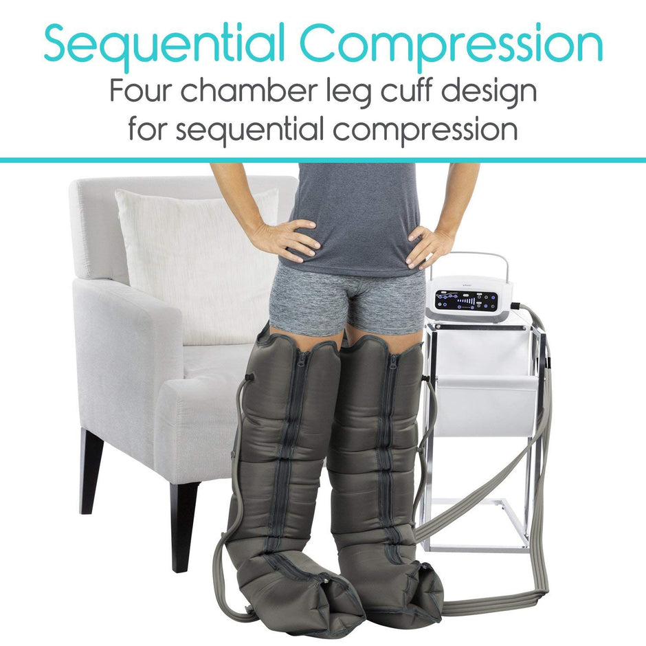 Sequential Compression Device - Leg Pump Machine for Lymphedema, Circulation & Swelling - Intermittent Pneumatic SCD Air Therapy Recovery with Full Massage Boots