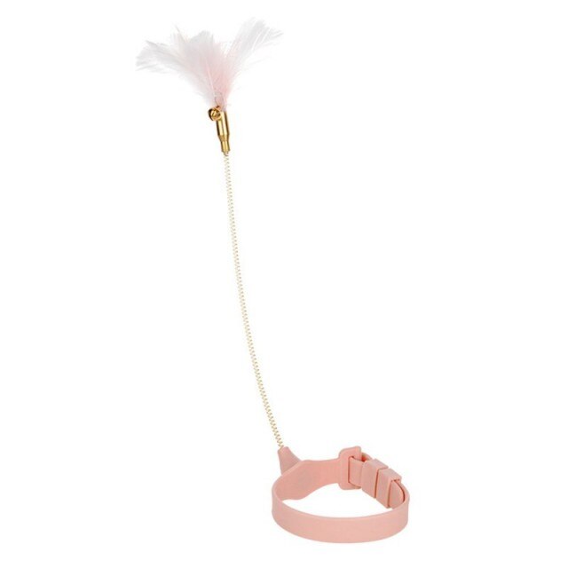 Funny Cat Collar Toy Feather Teaser Stick Interesting Automatic Cat Toy Foot Interactive Cats Teaser Feather Kitten Toys-2