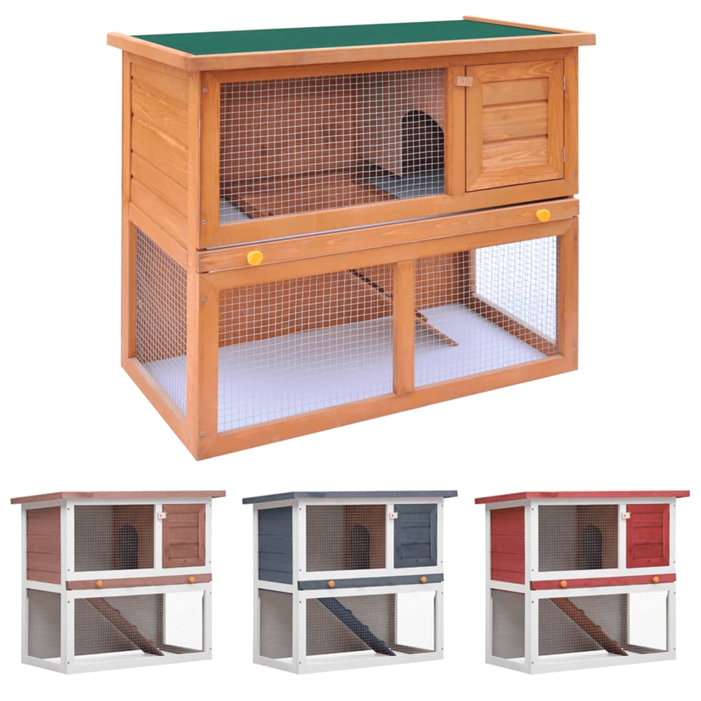 vidaXL Rabbit Hutch Bunny Cage House with Pull Out Tray Ramp Solid Pine Wood-5