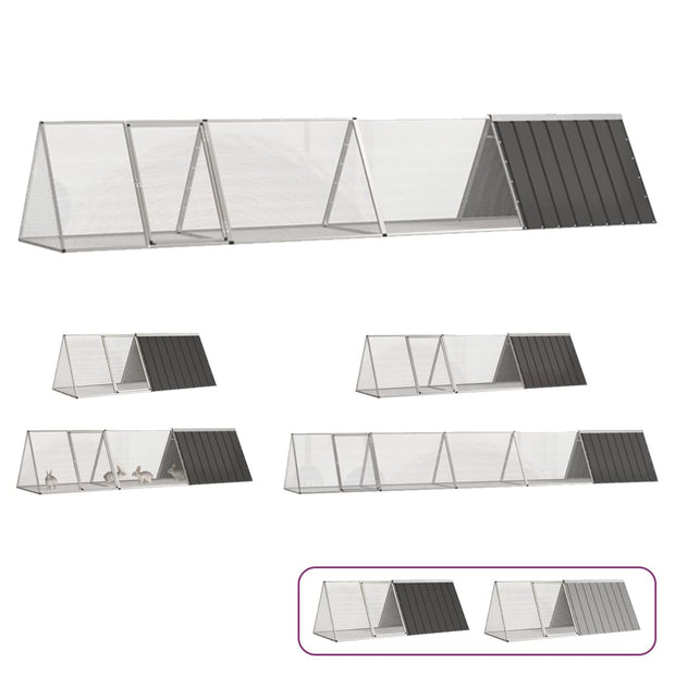 vidaXL Rabbit Cage Rabbit Hutch Garden Small Animal Cage Galvanized Steel-5