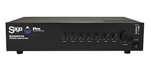 Saga SAG6012 240 Watt PA 100 Volt Commercial Power Amplifier With Four Microphone Inputs