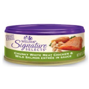 Wellness Signature Selects Chunky White Meat Chicken and Wild Salmon Entree in Sauce, 2.8-Ounce Can, Case of 24 by WellPet LLC [Pet Supplies]