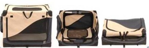 Soft Side Pet Crate, Navy/Tan