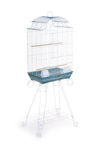 Prevue Pet Products Penthouse Suites Pagoda Roof Bird Cage with Stand, 20-Inch by 14-Inch by 29-Inch, Blue/White