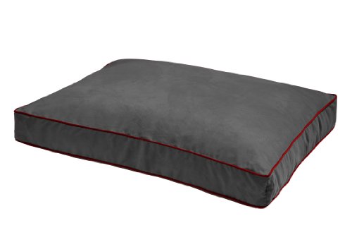 Dog Gone Smart Bed DGSNSRE362106 XL Graphite Nanosuede Rectangular Red Piping