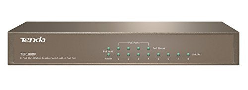 Tenda Fast Ethernet 10/100 Mbps Interrupteur de bureau avec Poe à 4 ports (8 port)