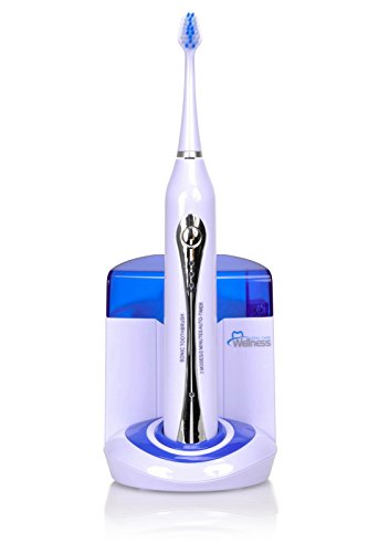 Wellness UV-STX Brosse à dents électriques sonores ultra à haute puissance avec chargeur de quai désinfecmenté UV et 13 têtes de pinceau (pack de valeurs)