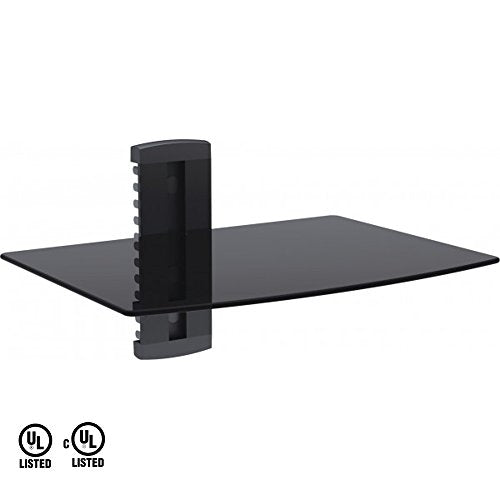 Best View Mounts DVD-711 Single DVD/Receiver/STB Wall Mount Glass Shelf Unit - Up to 18 lb (8 kg)