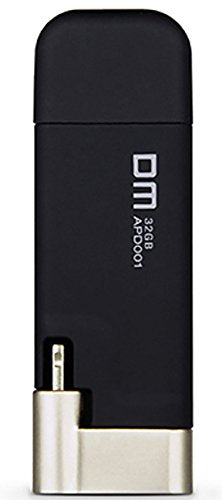 Dm Aiplay APD001 Mobile Memory Ios USB Flash Drive with Lightning Connector for iPhone,iPad, MAC and PC - Black