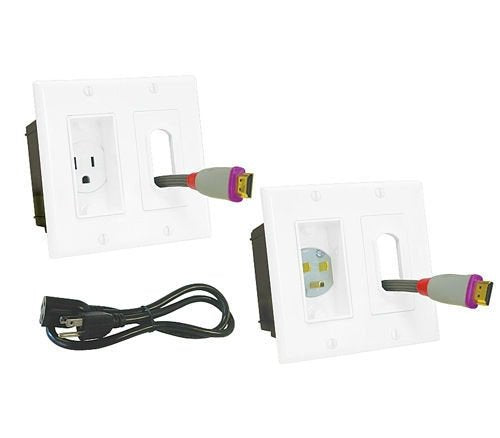 Midlite 2A46-W Double Gang Decor In-Wall Power Solution Kit With 3Ft Cord