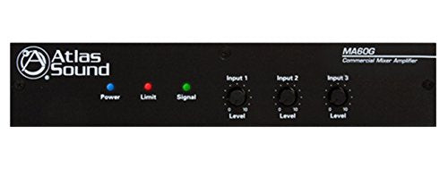 Atlas Sound MA60G 3 Channel Balanced MicLineTel Input 60 Watt Mixer Amplifier with Global Power Supply