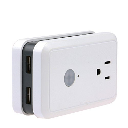 Simple Home XWS7-1002-WHT Smart Wi-Fi Plug with 2-USB Ports & Energy Monitor - White