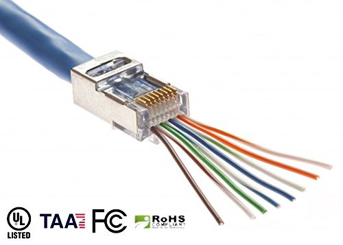 Platinum Tools 100020 Shielded EZ-RJ45 Connectors for CAT5e & CAT6 with Internal Ground - 50 pc