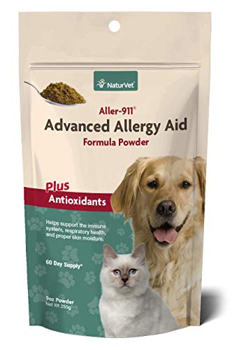 Aller-911 Skin & Coat Plus Advanced Allery Aid Supplement Powder for Dogs & Cats, Omegas, DHA and EPA for Optimal Skin & Respiratory Health, Veterinarian Formulated, Made by NaturVet