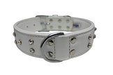 Collier de chien en cuir bling bling, large, rembourré, double pli et riveté, 26 
