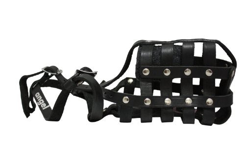 Angel Pet Supplies Leather Basket Muzzle Boston