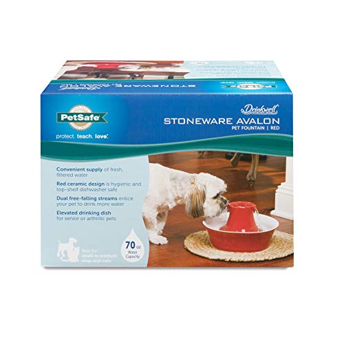 PetSafe Drinkwell Avalon Pet Water Fountain, Ceramic Drinking Fountain for Cats and Dogs, 70 oz. Water Capacity