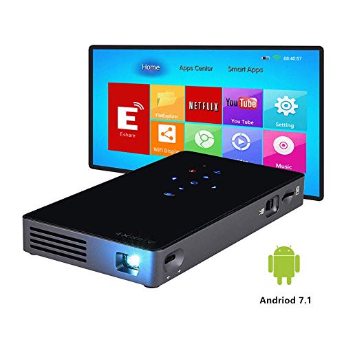 Préchen Portable Mini Projecteur, 1080p HD DLP WiFi Smart Pocket Video Projecteur Panneau tactile avec WiFi, HDMI, USB, Micro SD, Audio 3,5 mm et télécommande pour la prise en charge de l'iPhone, Android, PC, Game, Ho