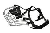 Wire Cage & Leather Muzzle (Miami). Size R3, Black. 15.5