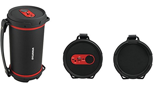 Sylvania SP807-RED Hi-Fi Bluetooth Rugged Tube Speaker with Radio - Red