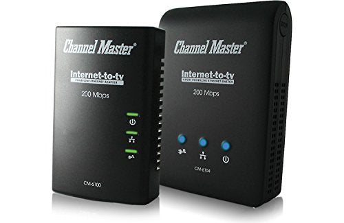 Channel Master CM6104 Four Port Internet-To-TV Powerline Ethernet Kit with Adapter and Switch