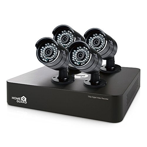 Homeguard HGDVK86704 Smart HD 720p 8 Channel DVR with 4 720p Bullet Camera - Black