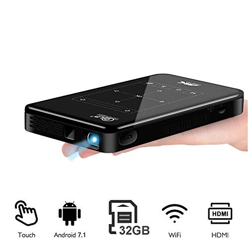 Laiduoao Mini Projecteur, projecteur vidéo WiFi Projecteur DLP avec une durée de vie de la lampe de 50 000 heures, 1080p et 150 ans Projecteur portable pris en charge, batterie et haut-parleurs intégrés avec trépied Rotation 360 °