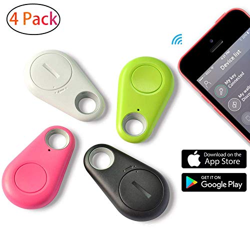 Smart Finder Bluetooth GPS Tracker - 4 Pack Bluetooth Keys Finder Locator for Pet Car Children Wireless Smart Seeker Anti Lost Alarm for Wallet Car Kids Dog Cat Bag Phone Located Selfie Shutter