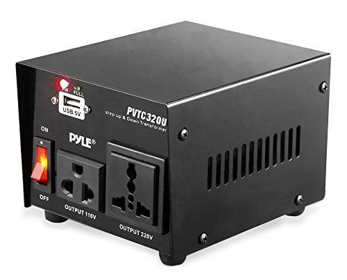 Pyle PVTC320U 500 Watt Step Up and Step Down Voltage Converter Transformer with USB Charging Port