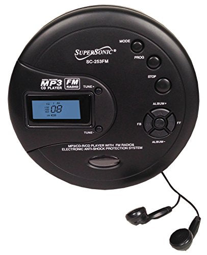 Supersonic SC-253FM 40 Sec Anti Shock Personnel MP3 / CD Player avec radio FM et casque