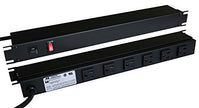 Hammond 1583H121BKX 15 Amp Horizontal Rackmount Outlet Strip Power Distributor, Front and/or Rear Mounted Receptacles