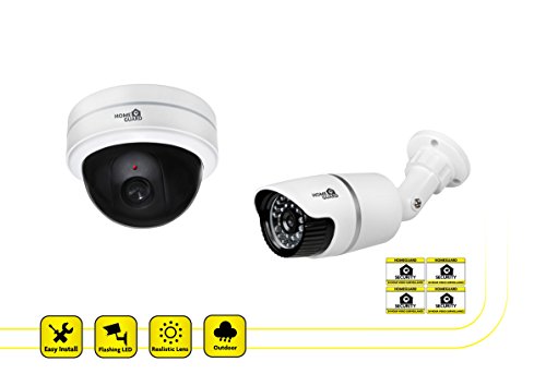 Homeguard HGDCK6058 Dummy Theft Prevention Kit, Dummy CCTV Bullet & Dome Cameras with Flashing LED