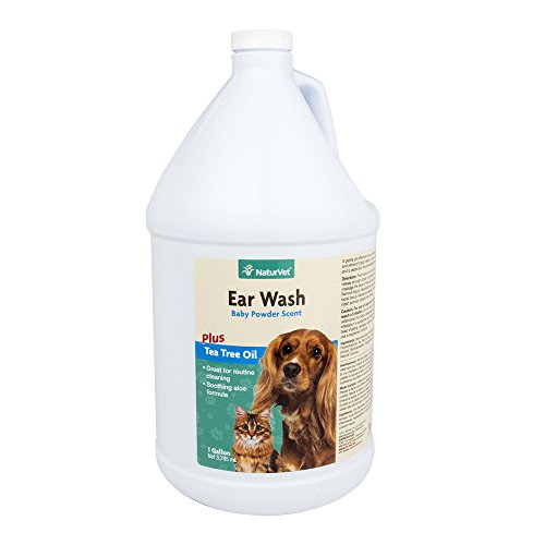 NaturVet Pet Ear Wash Plus Aloe and Tea Tree Oil for Dogs and Cats, Liquid, Made in The USA, 1 Gallon