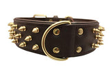 Spiked Studded Leather Dog Collar, Wide, Padded, Double-Ply, 26