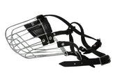 Wire Cage & Leather Muzzle (Miami). Size 9, Black. 13.75