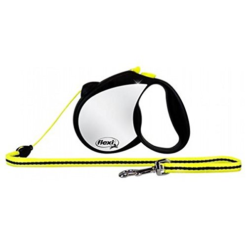 Flexi DD2838 Reflective Cord Dog Leash Black and Neon Yellow 5m/16ft