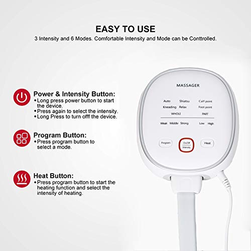 Leg Massager Air Compression Tespo Wraps Massages for Foot and Calf Circulation 3 Intensities 6 Modes with Heat, Handheld Controller