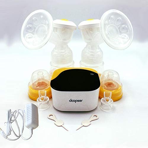DOOPSER Double Electric Breast Pump Portable Rechargeable Breast Pumps Breast Milk Suction and Breast Massage4 Modes and 16 AdjustableHD LCD Display with Ultra-Quiet with USB Charging