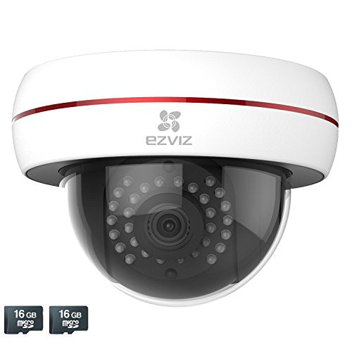 EZVIZ EZHUSKYDMG16 Husky Dome HD 1080p Outdoor Wi-Fi Dome Camera with Night Vision With microSD Card 2 Pack